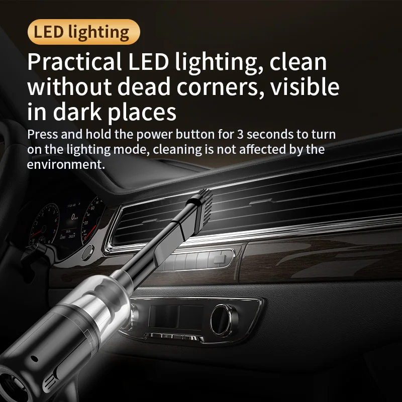 Purerobo Aspirapolvere portatile senza fili Modello 125 Dettagli auto portatili Forte aspirazione ad alta potenza con spazzola filtro in metallo