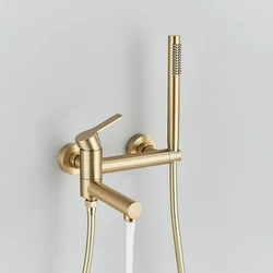 POIQIHY Black Bathtub Faucet In Wall Rotating Spout Bathroom Tub Mixer Tap Single Handle multifunction Handshower Shower System