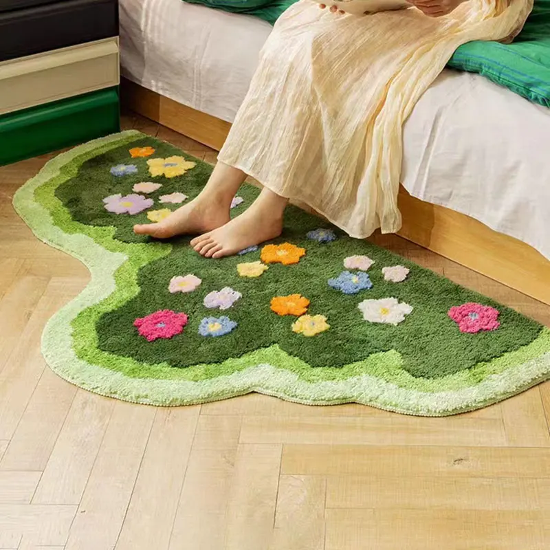 Imagem -02 - Tufting Plantas Tapete de Flores Musgo Verde Sala de Estar Quarto Área Macia do Corredor Tapete Pad Capacho Estético Home Art Decor