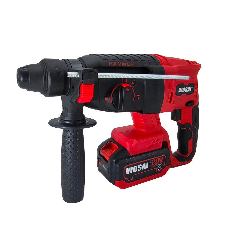 Wosai 30mm 20v Brushless Motor Cordless Hammer Drill for Concrete Steel Wood With Lithium Battery