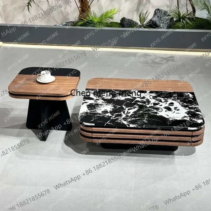 minimalist marble coffee table combination living room black rose walnut color matching coffee table