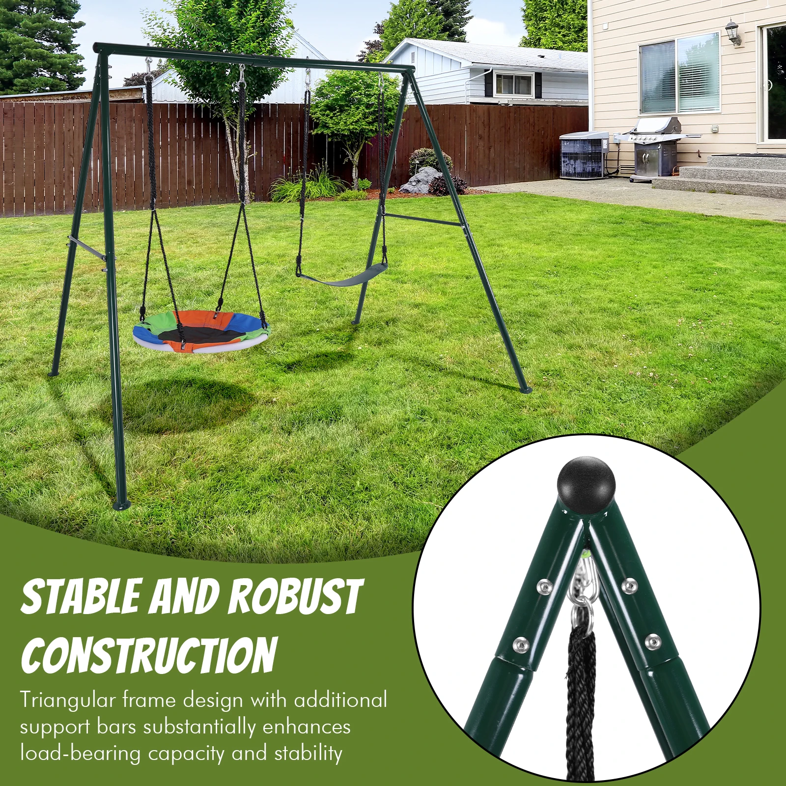 

Heavy Duty Playground Frame Wear Resist Triangular Frame Hammock Rack Multi-Purpose for Universal Swing Soft Board Swing