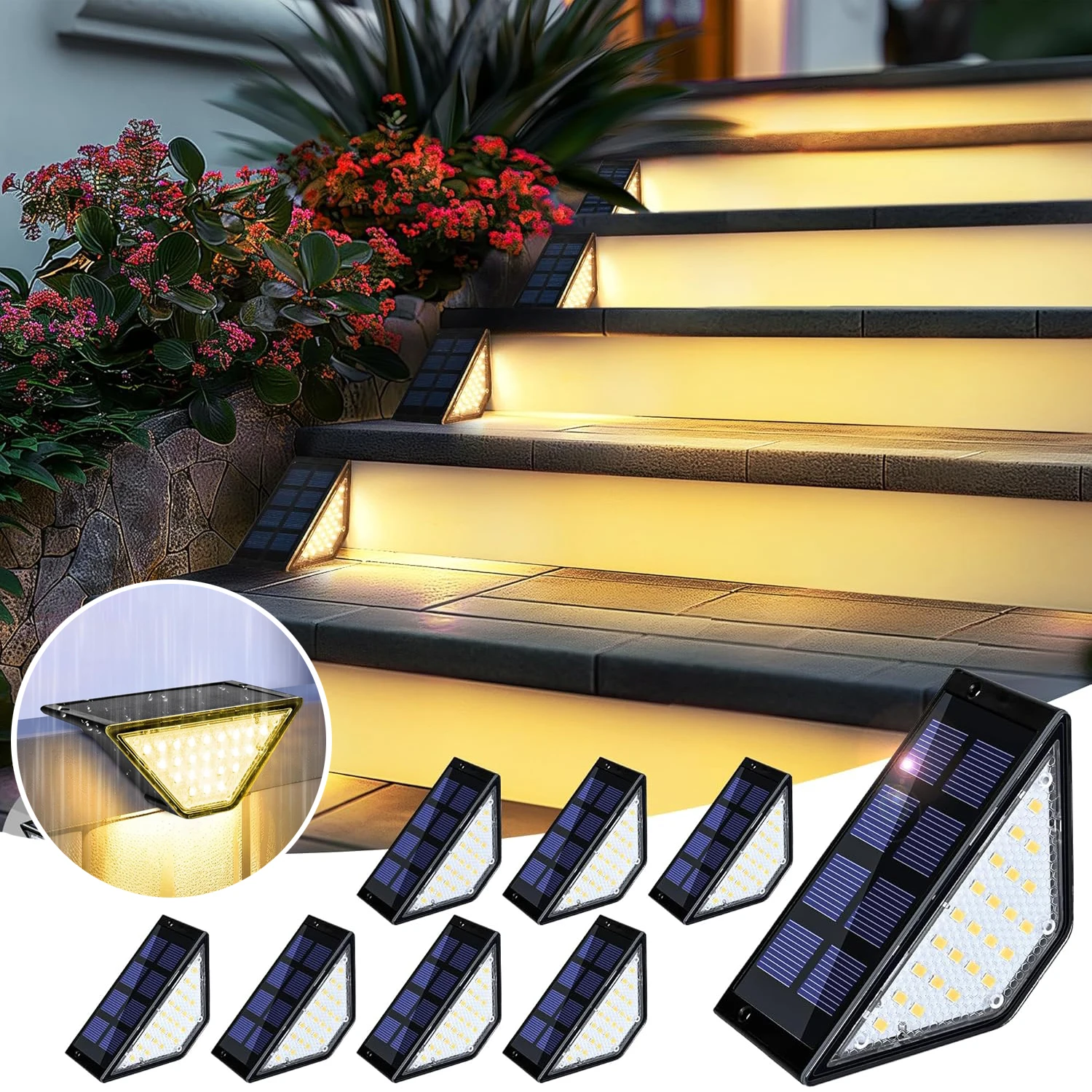 2/4 Pcs LED Outdoor Solar Light Step Lamp Lens Design Anti-theft Stair Light Decor Lighting For Garden Deck IP65 Fence Light