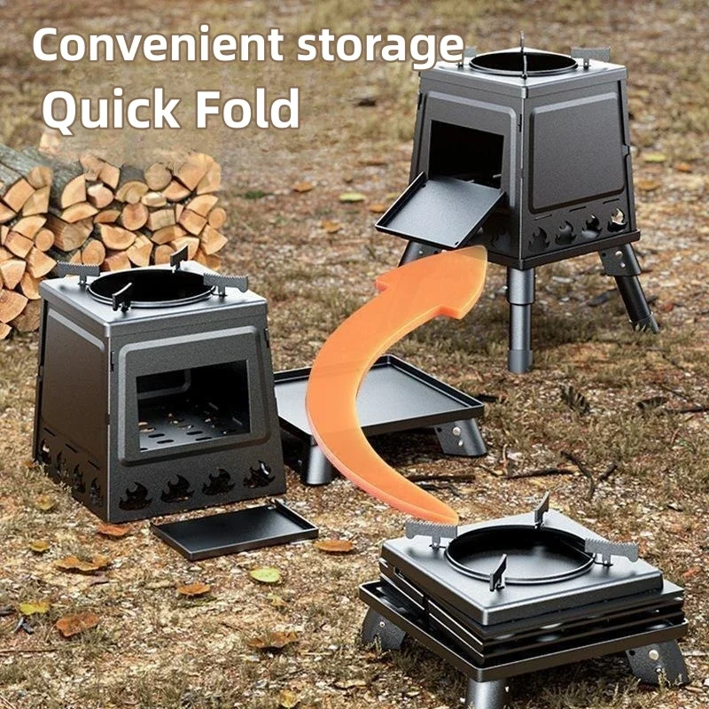 1-2 People Outdoor Camping Carbon Burner Wood Stove Outdoor Portable Stove Camping Cookware Picnic Stove Folding Stove