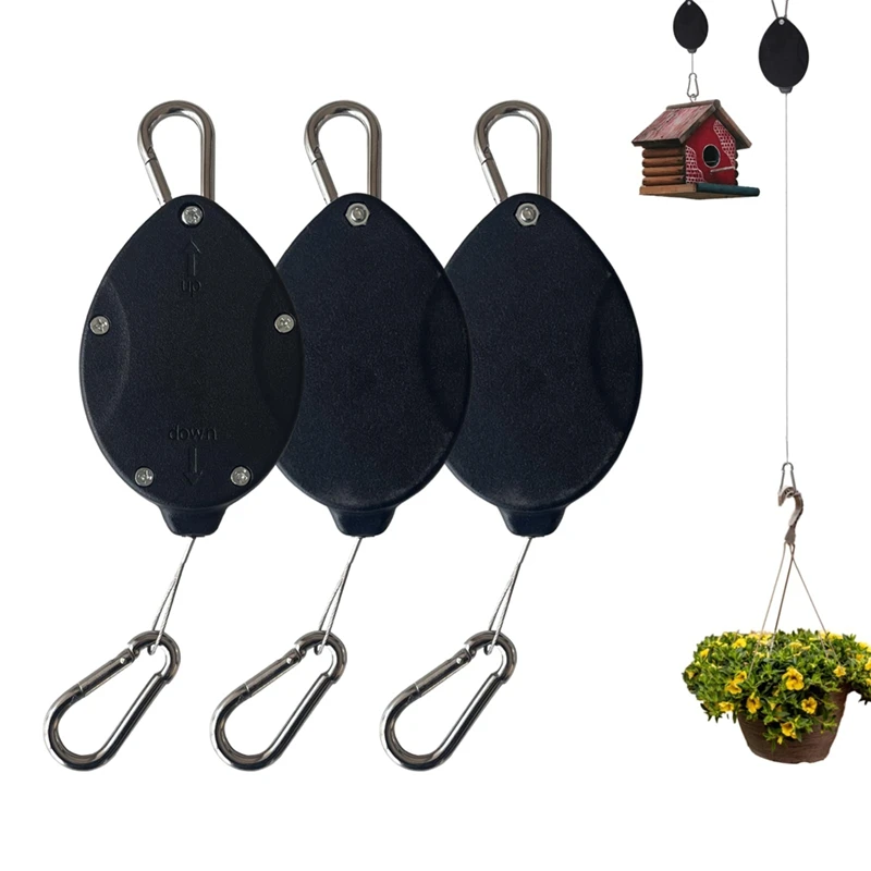 

BEAU-3PCS Plant Pulleys For Hanging Plants,Auto Raise And Pull Down,Heavy Duty Retractable Plant Hangers,Adjustable Hook