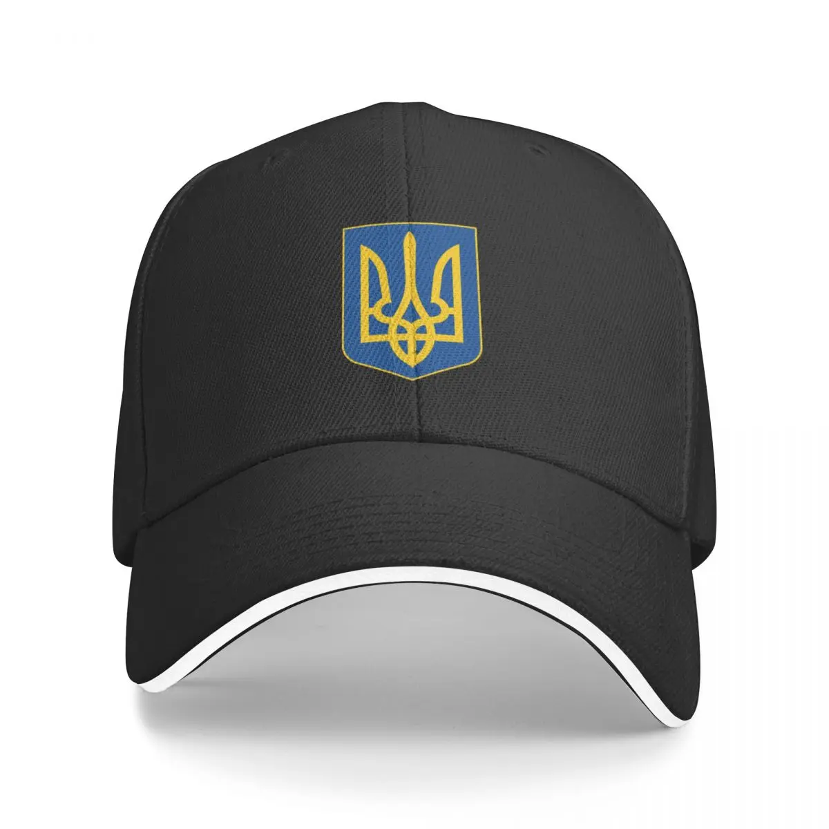 

idi nahui, A stylised trident symbol in gold on a background shield. Baseball Cap Sports Cap dad hat Women Caps Men's