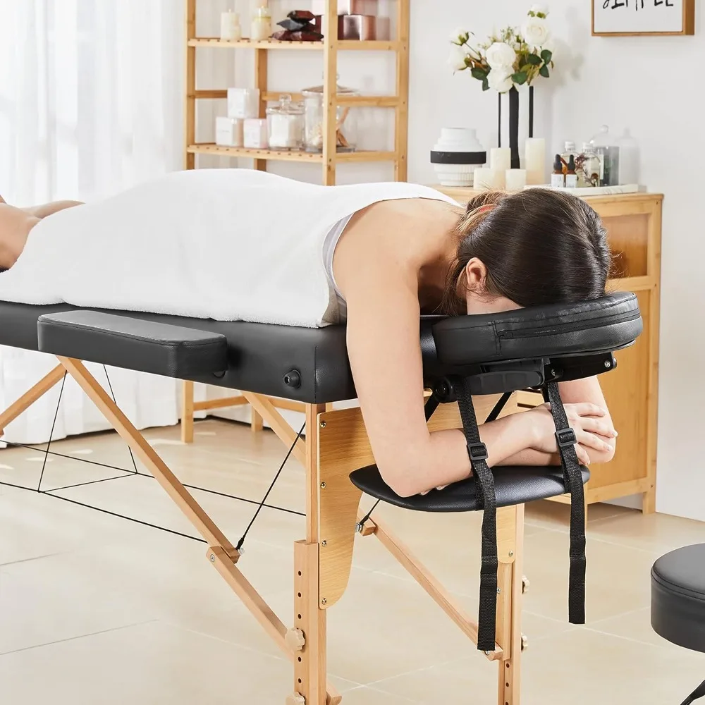 Mesa de massagem Yaheetech, Lash Bed portátil para extensões de cílios, Beleza Tattoo Table, Preto ajustável