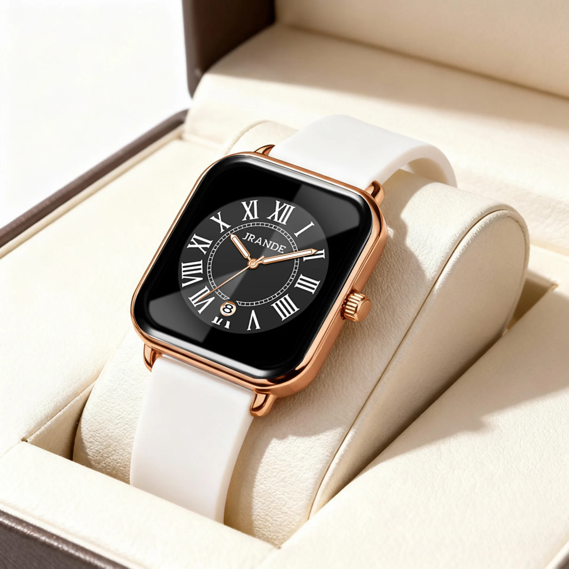 Xin Brand New Square Silicone Strap Quartz Watch For Women, With Roman Numerals Dial, High-Quality Ladies' Wristwatch.