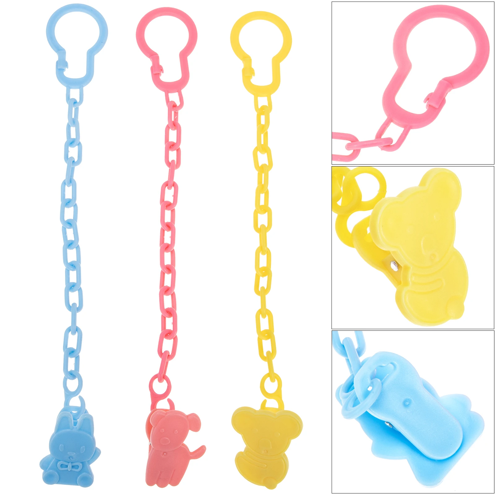 

12pcs Pacifier Durable Plastic Anti Lost Holder On Clothes Bags Blankets Stroller Compatible Pendants Baby