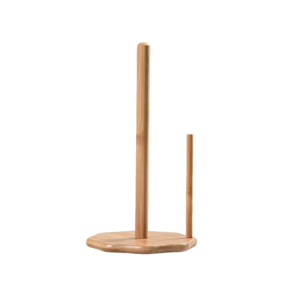 

New Wooden Paper Towel Holder Double Column Anti-Skid Vertical Stand Portable Plum Blossom Base Paper Towel Stand Bathroom