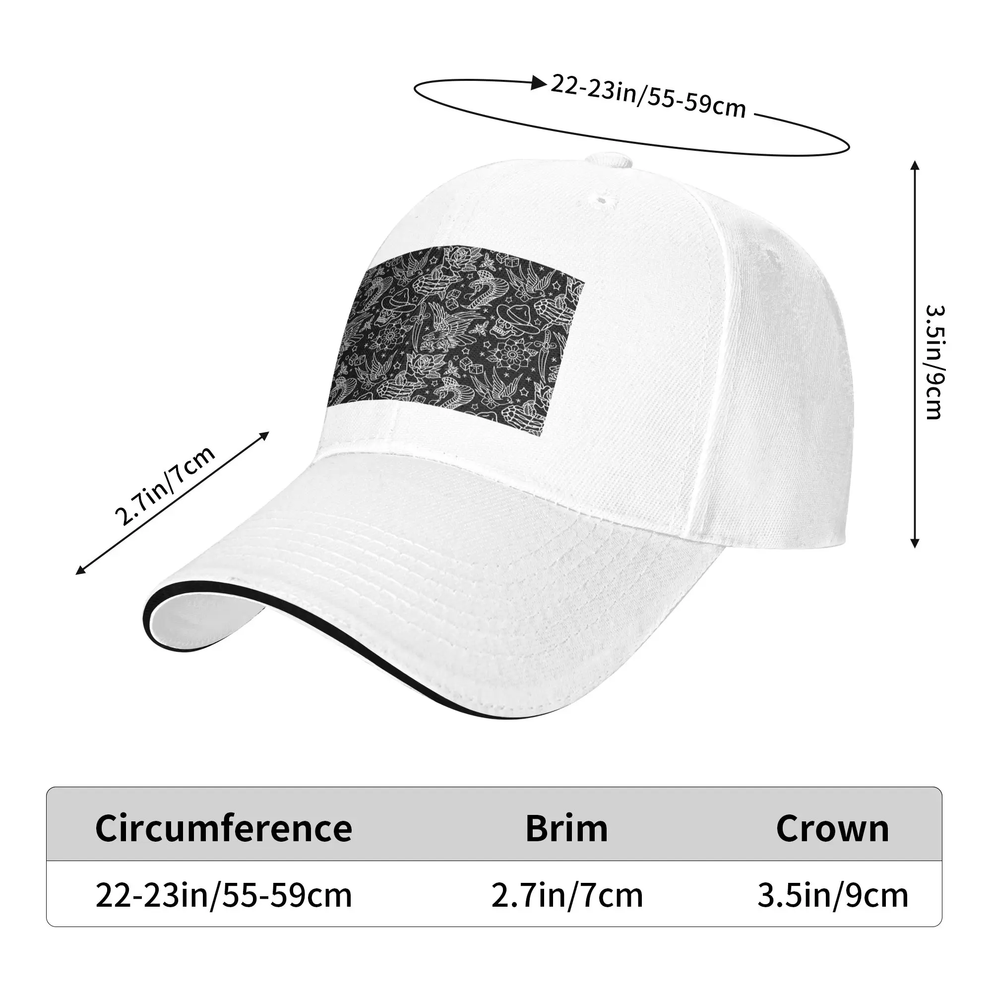 American Traditional Tattoo Flash Print Cap Casual Baseball Caps Adjustable Hat Hip Hop Summer Unisex Baseball Hats Customizable