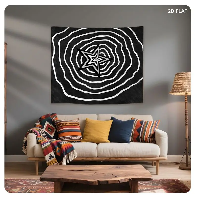 VIKAMA Geometric Star Tapestry, Visual Effect Wall Hanging, Bedroom And Living Room Wall Background Fabric, Home Decoration