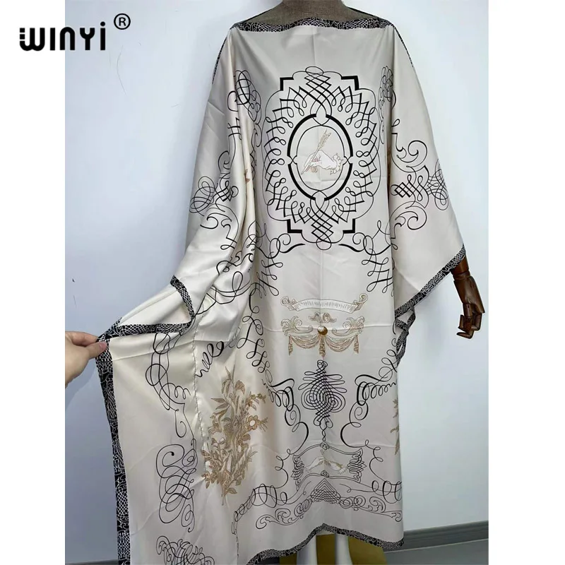 2022 WINYI boho Dress Print Bohemia Hijab Loose elegante musulmano Abaya Bazin Robe Gown Broder Riche Sexy Lady Party maxi beach