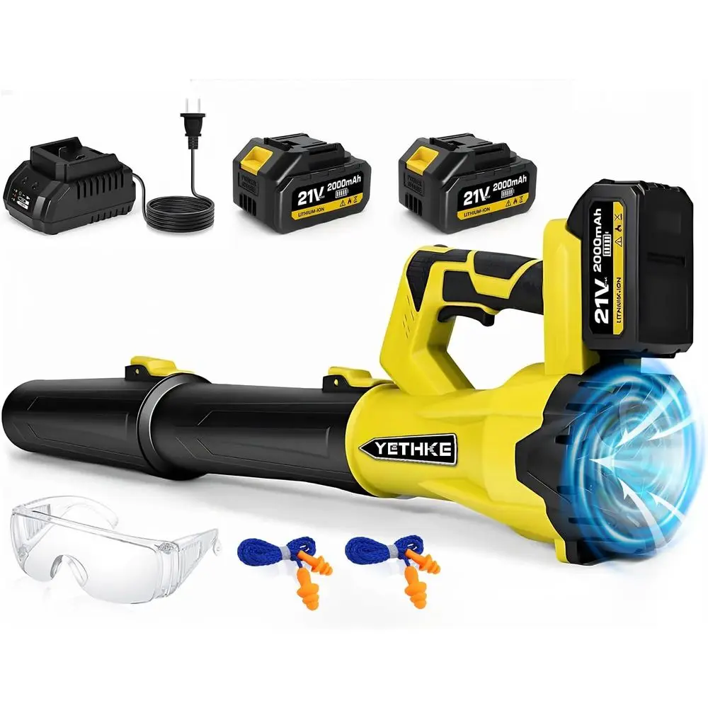 

Leaf Blower Cordless, 21V Powerful Electric Blower with 2*4.0Ah Batteries & 1*Fast Charger, 6 Speed Modes, Handheld Lightweight