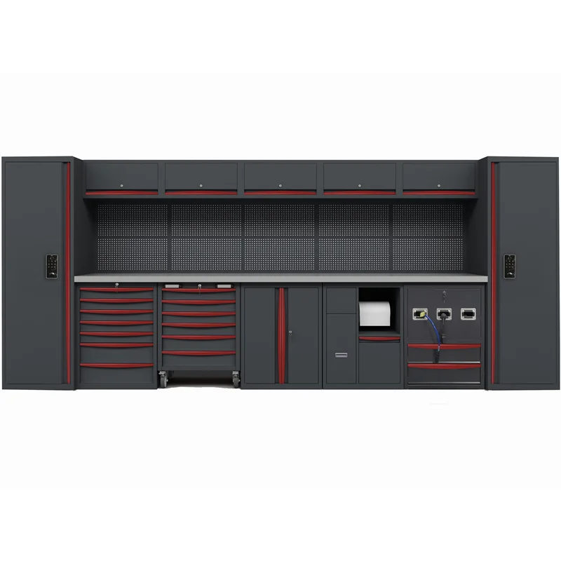 High Quality Garage Tool Cabinet with Drawers Tool Chest Workbench Steel Tool Black Red Stainless Garage Cabinets