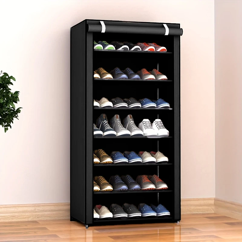 منظم الأحذية 8 مستويات و7 مقصورات قابلة للتكديس ومتينة: مقاومة للرطوبة والخدوش، مثالية للمنازل مع العديد من الأطفال والكراجات