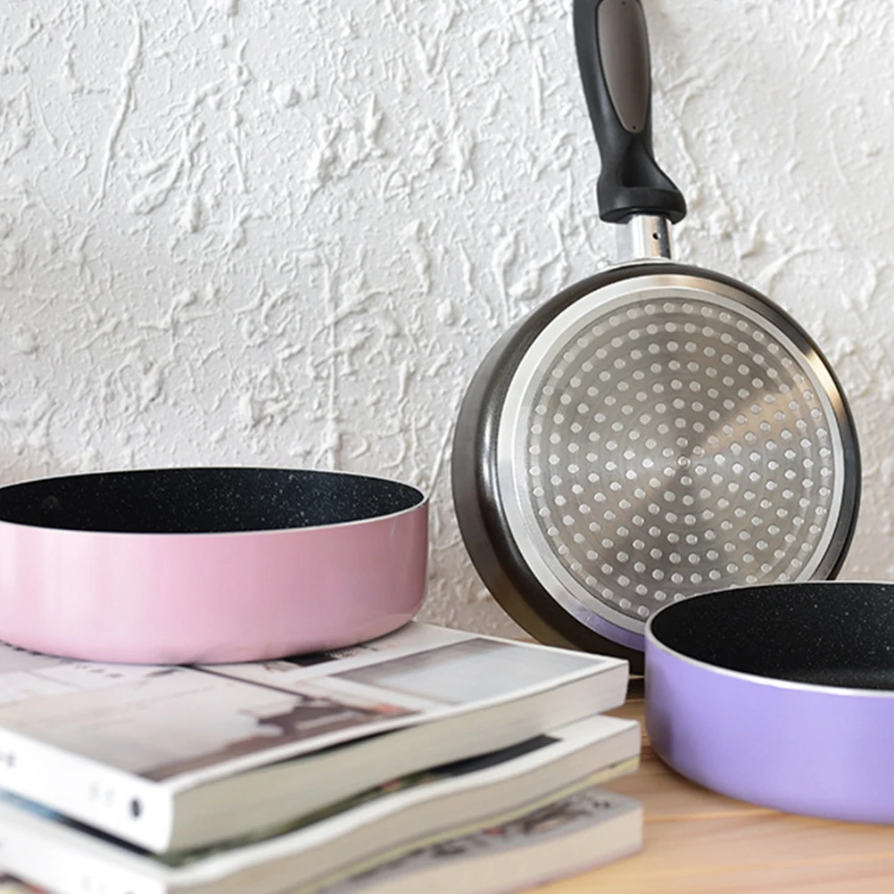 

1pc Pink Non-Stick Frying Pan for Egg Pancake Mini Universal Gas Induction Cooker Honeycomb Stainless Steel Handle