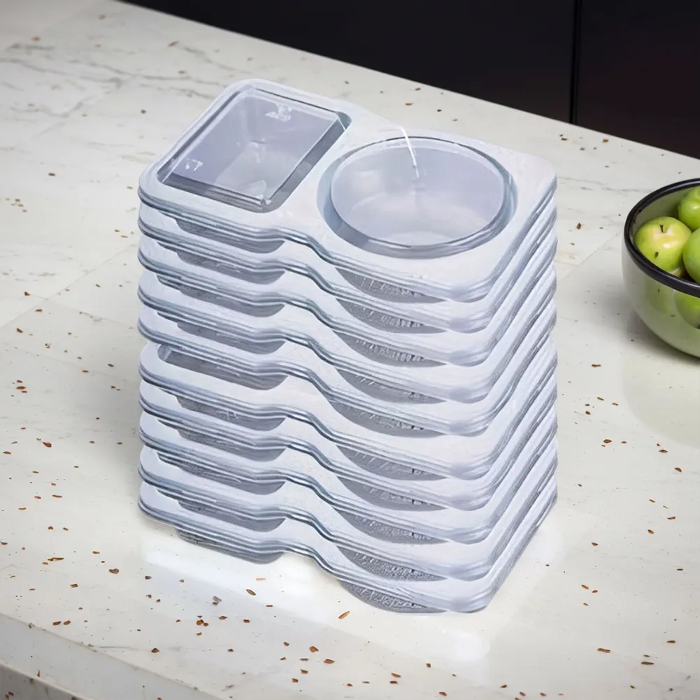 Double Compartment Transparent Dressing Containers with Lids Stackable Storage Snack Containers Reusable for Home