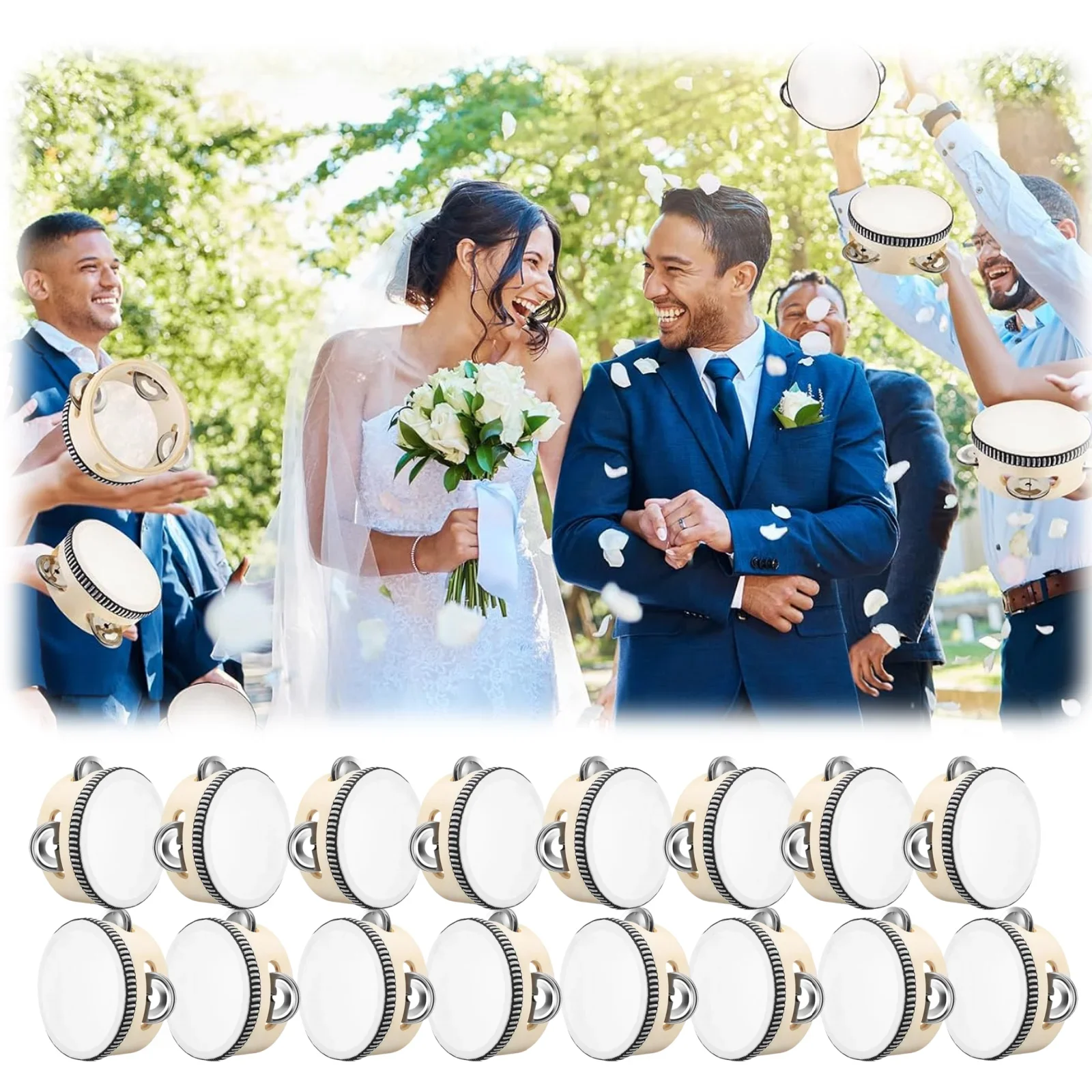 10-60Pcs Wedding Tambourines for Adults Hand Drums Noise Makers Musical Instruments Tambourine for Church Party Favor 4/6/8Inch