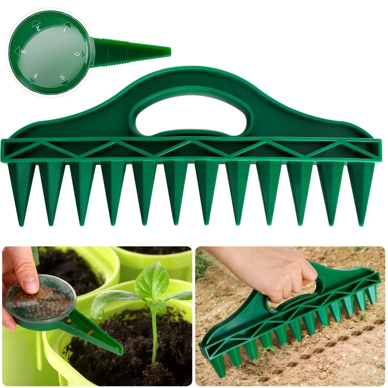 Manual Garden Seeder Kit, Handheld Seed Sower & Soil Puncher, Gardening Tool for Vegetable Flower Planting, Home Yard Farm Use