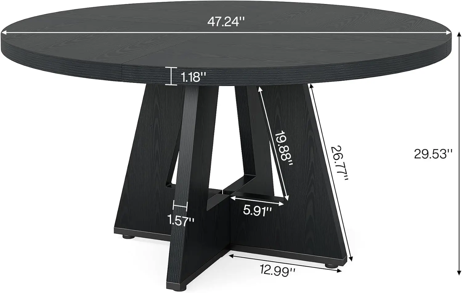 Tribesigns Round Dining Table Wood Kitchen Table for Dining Room Living Room, 47 in Dinning Room Tables for 4 Man, Farmhouse Din