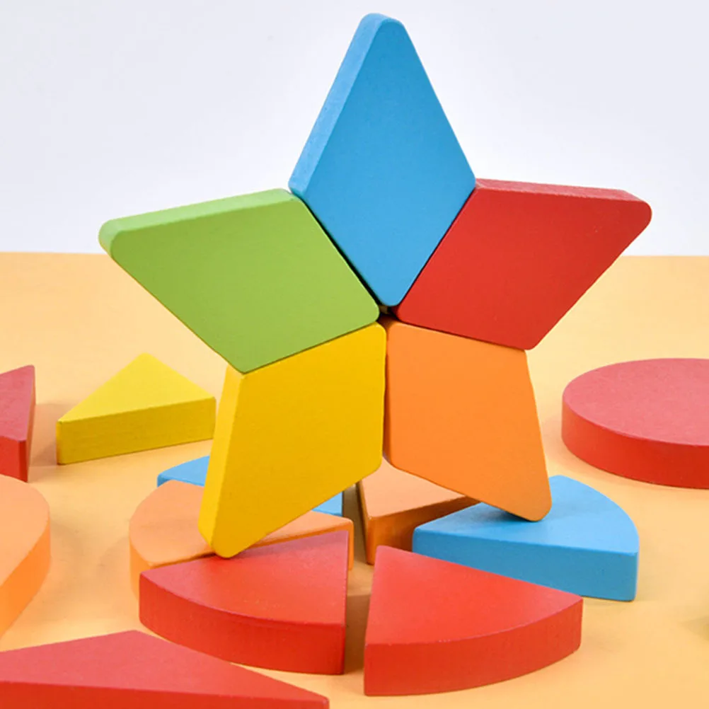 1 ensemble de formes géométriques en bois, blocs de construction de Puzzle assortis pour les tout-petits, apprentissage précoce des enfants, reconnaissance des formes, couleur sensorielle