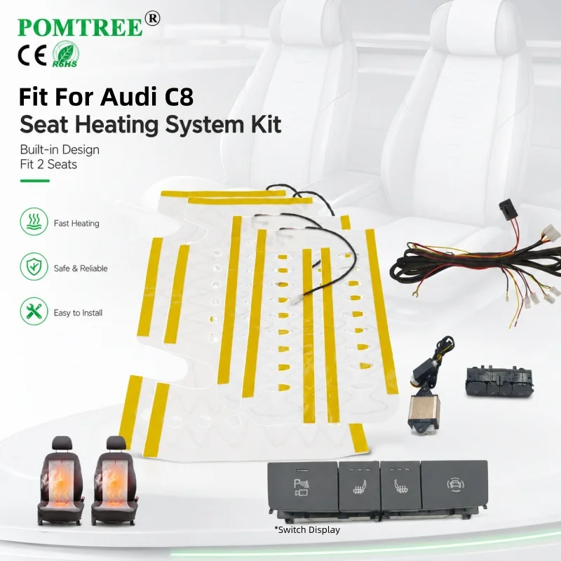 12V Built-in Car Seat Heating System Kit Fit For Audi C8 Models A6L Fit 2 Seats,Including Dedicated Heater Pads And Switch Kit
