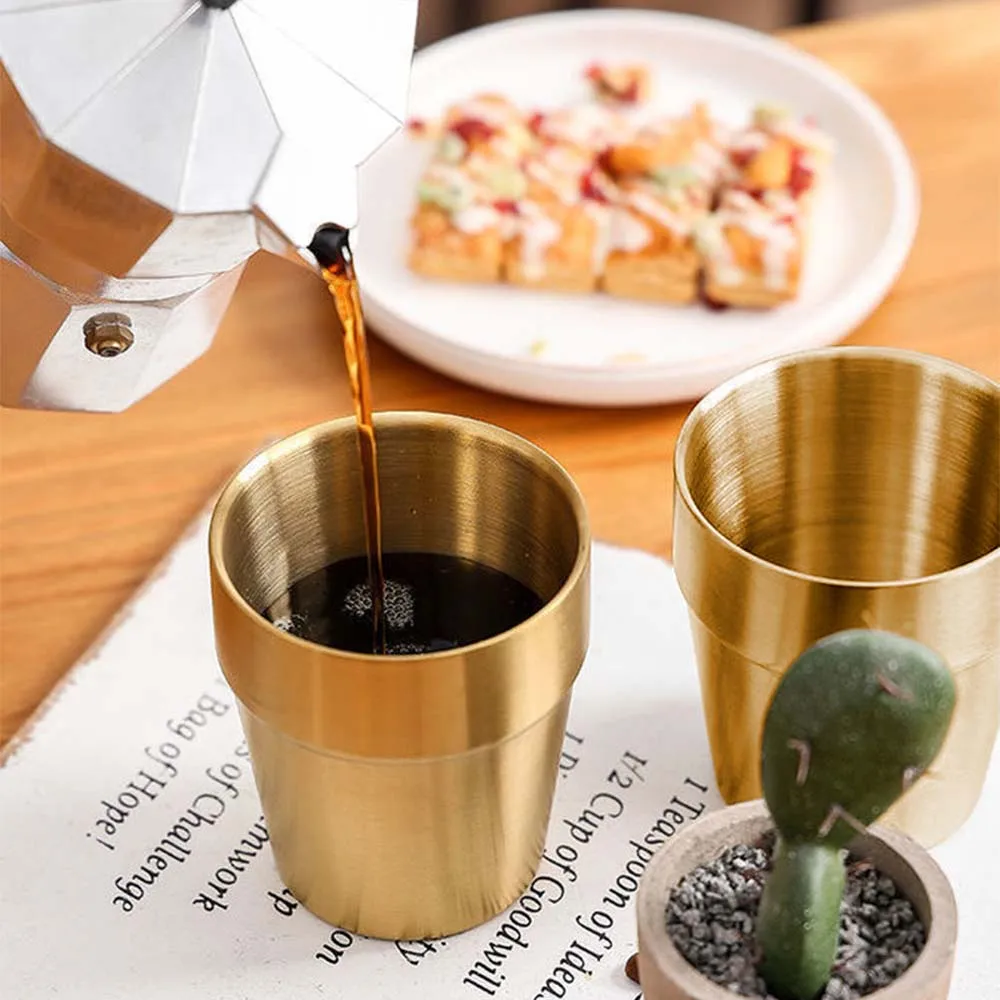 كوب البيرة الذهبي بهلوان معدني 304 نظارات مياه الفولاذ المقاوم للصدأ التخييم أكواب قابلة لإعادة الاستخدام شواء المنزل مكتب القهوة