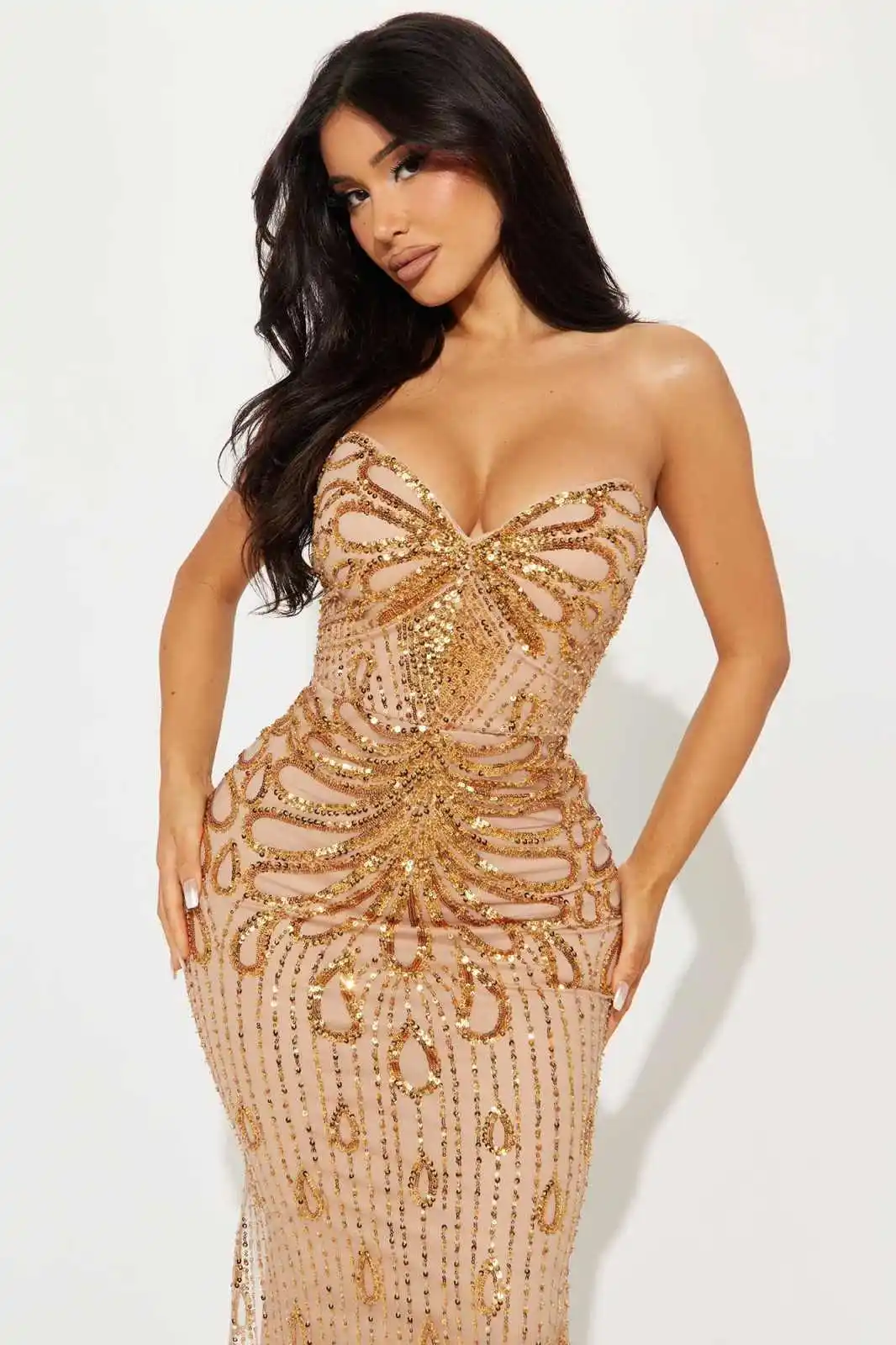 Sprankelende pailletten zeemeermin galajurken strapless mouwloze avondjurken kralen speciale gelegenheid feest op maat