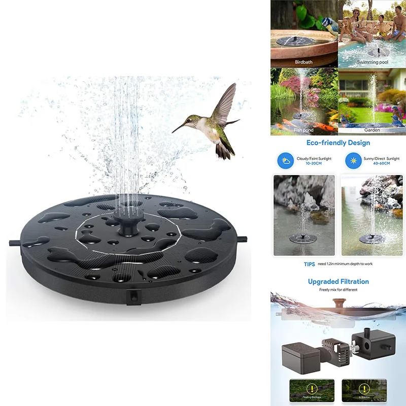 

Solar Fountain Floating Solar Powered Water Fountain Pump For Bird Bath Garden Pond Pool Outdoor