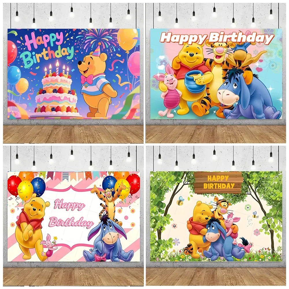 

Disney Winnie The Pooh Background Banner Tiger Piggy Backdrop Supplies Birthday Party Decorations Baby Shower Photography Prop