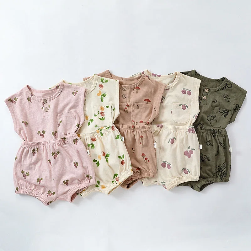 6-36M Newborn Kid Baby Girl 2pcs Clothes Set Summer Print Top and Shorts Set Casual Cotton Two Piece Set Cute Outfit