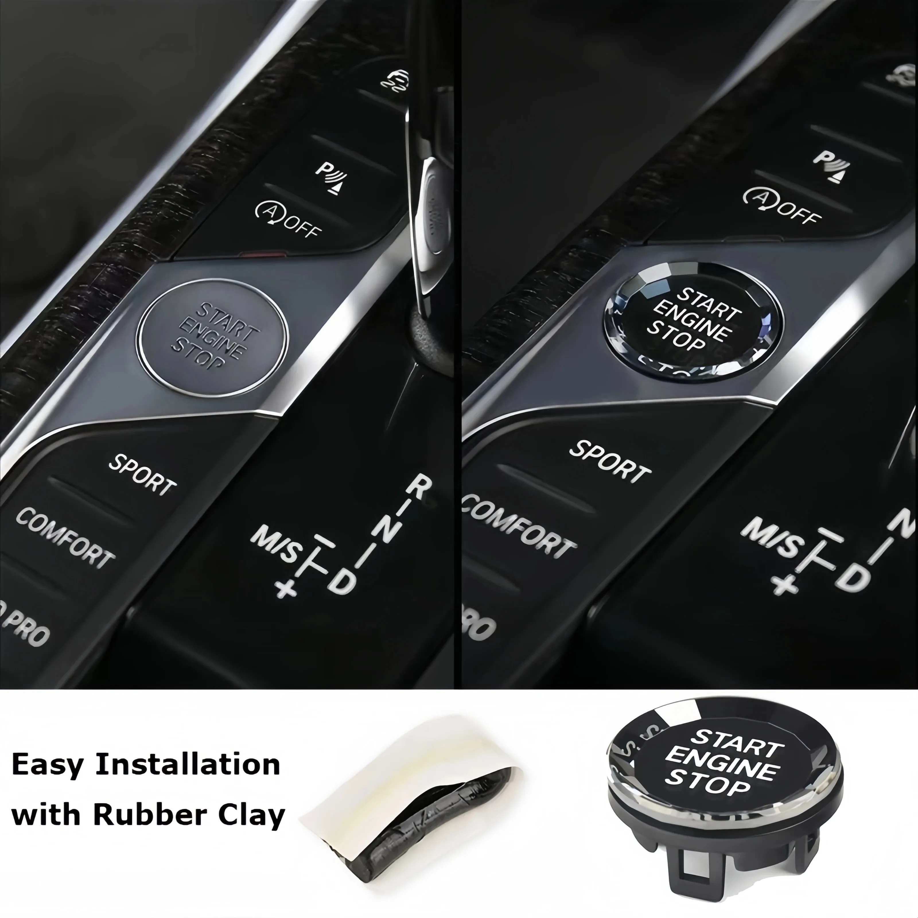 Neu für BMW G20 G21 G23 G26 G29 G07 F40 F44 G14 G01 G02 G06 G05 Modischer Auto-Start-Stopp-Motorschalter Zündknopf-Abdeckung Zierleiste – Detail 4