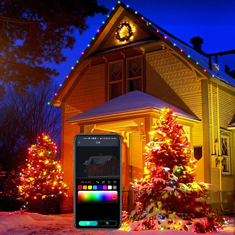 Guirxiété lumineuse LED Bluetooth adressable RGBIC, nickel é de couleurs de rêves, décoration de fête de Noël, guirxiété de mariage, 400LED, WS2812B