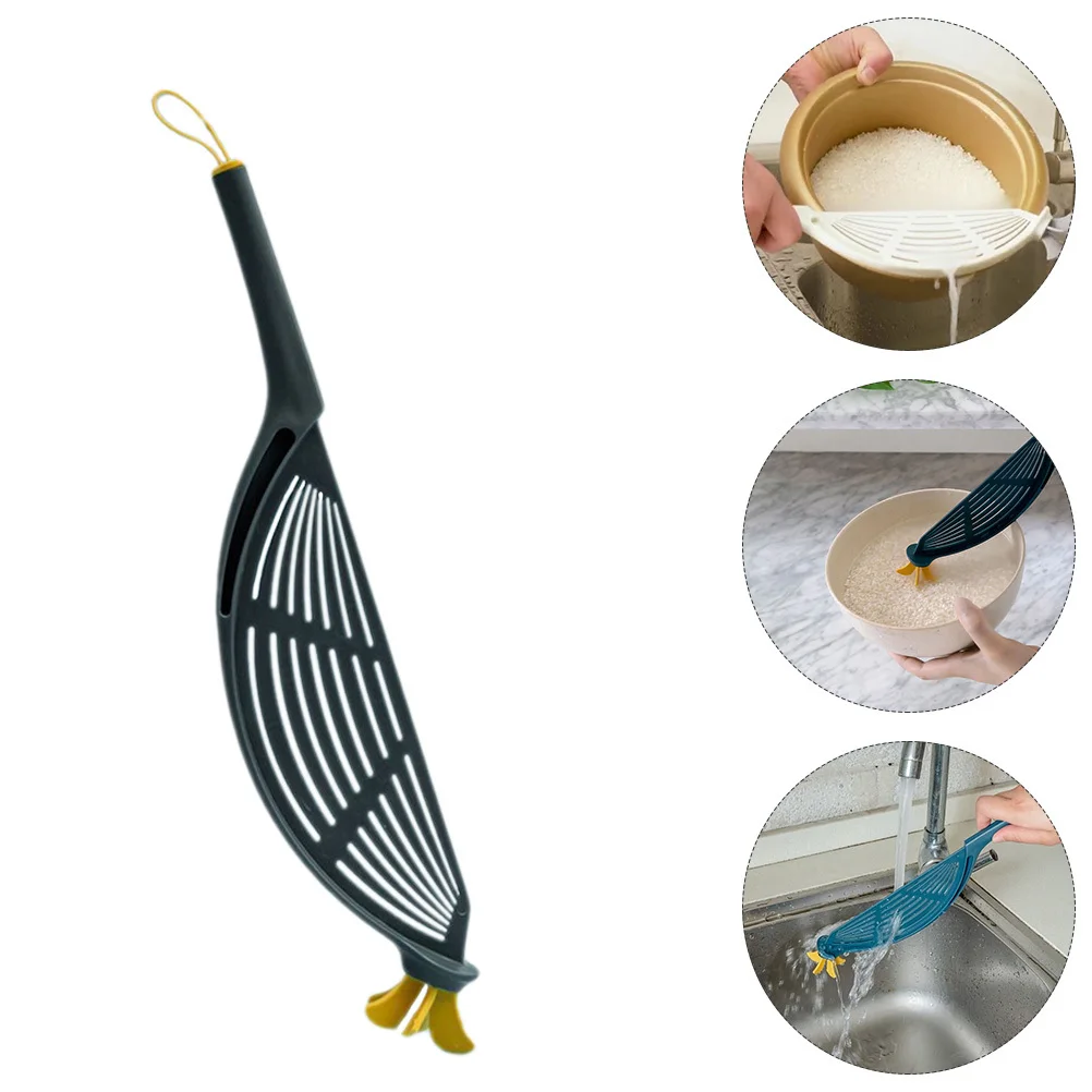 2pcs Plastic Rice Strainer Drain Basket Kitchen Use Lightweight Wash Rice Filter Baffle Colander Tool Filter Spoon