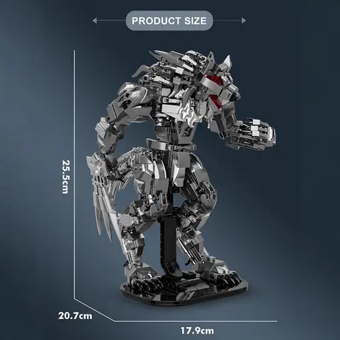 Kreativa 813 st. mörk natt varulv figur byggstenar MOC silverfärgad rustning mecha vargman tegelstenar leksaker för barn pojkar gåva 10 best sales mecfactor-tegelstenar - №9
