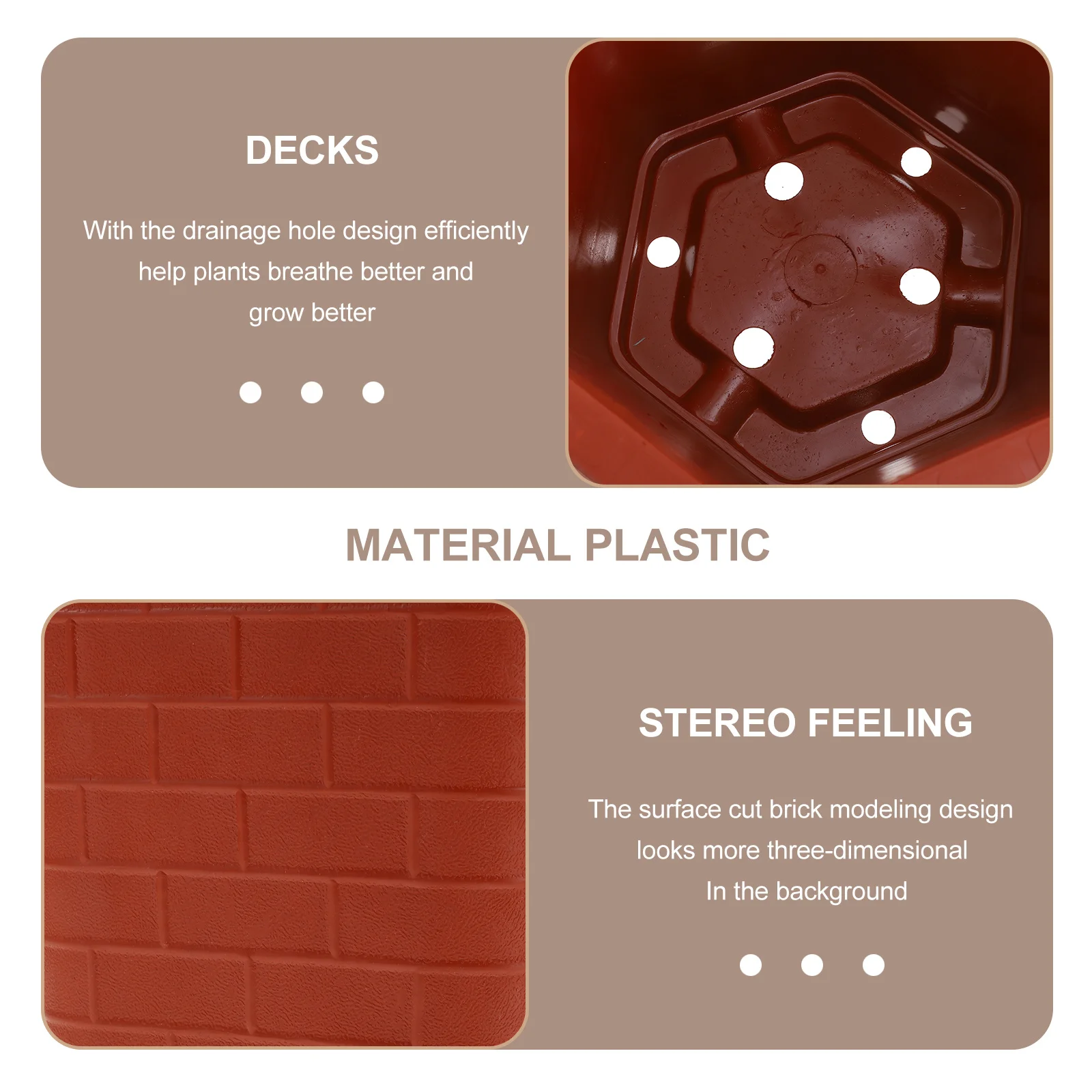 

2Pcs Plant Plastic Hexagonal Planters Durable Nursery Pots Balcony Garden Flower Containers Plastic Flower Planter