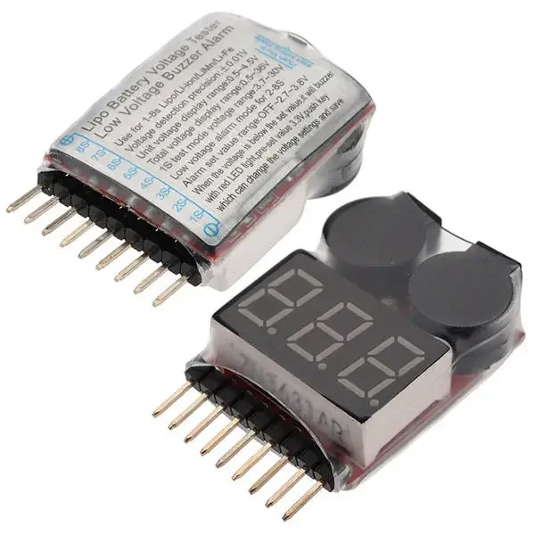 2pcs 1-8S Lipo/Li-ion/Fe Battery Voltage Alarm/Battery Electric Display/ 2 in 1 Tester Low Voltage Buzzer