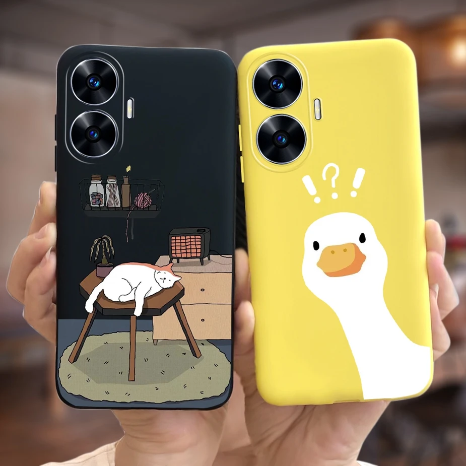 For Realme C55 Case Cute Astronauts Cartoon Painted Cover Shockproof Phone Cases For Realme Narzo N55 C 55 RealmeC55 Soft Fundas