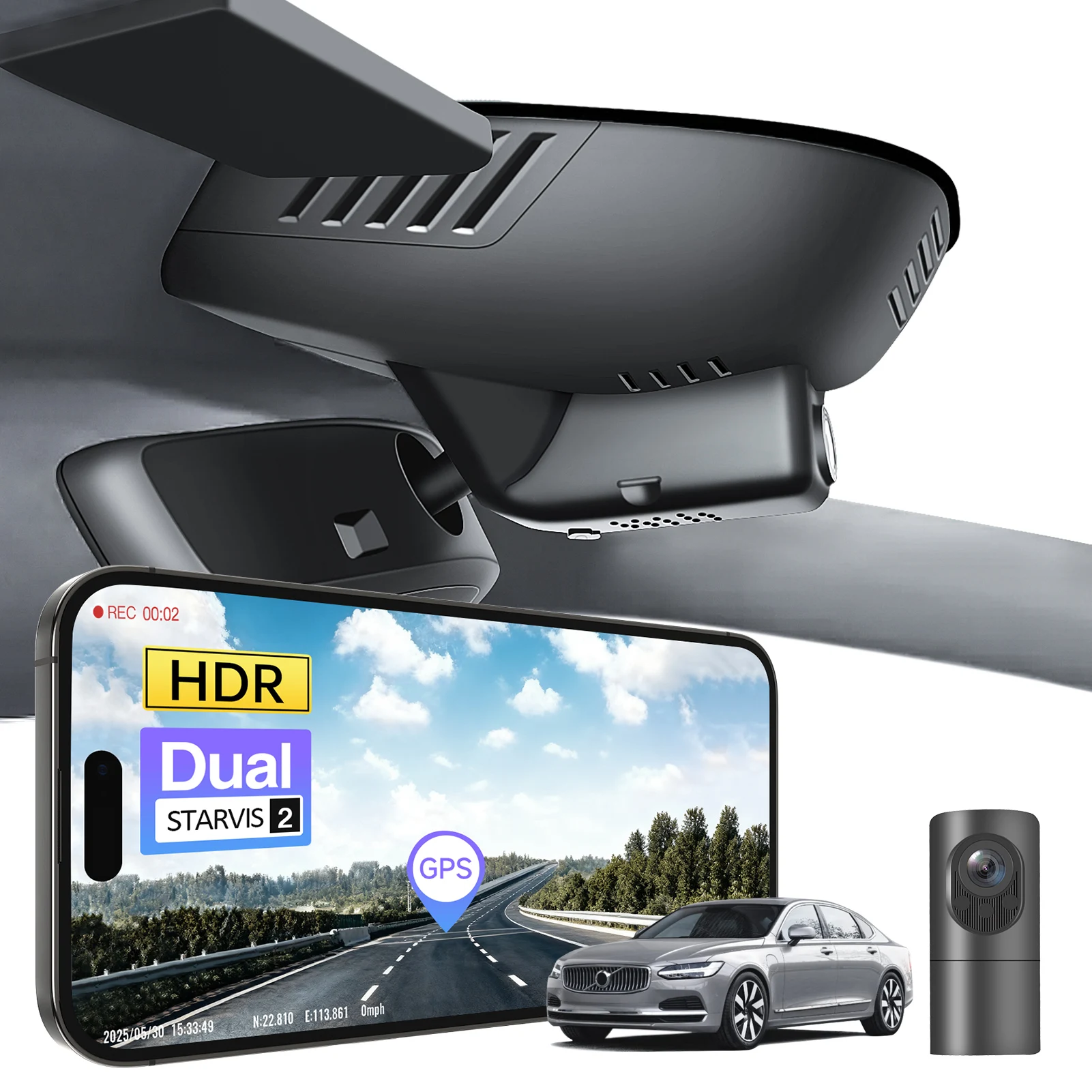 Mangoal STARVIS 2 Sensor Dash Cam For Volvo S90 & V90 & V90 Cross Country Dash Car Camera 2017-2026 GPS WiFi & APP 5GHz DashCam