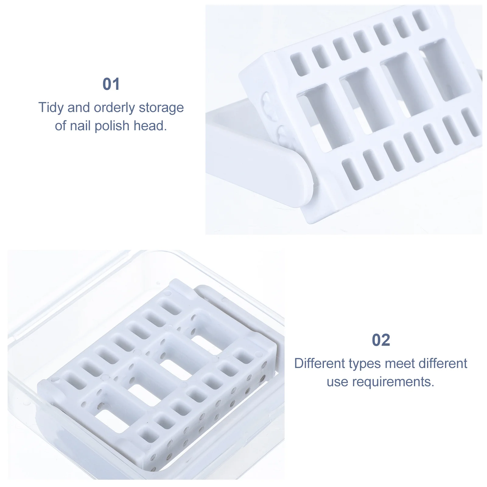 

1Pcs Nail Polishing Bit Box White Durable Plastic Storage Organizer Dustproof Nail Drill Head Holder Manicure Tool Case