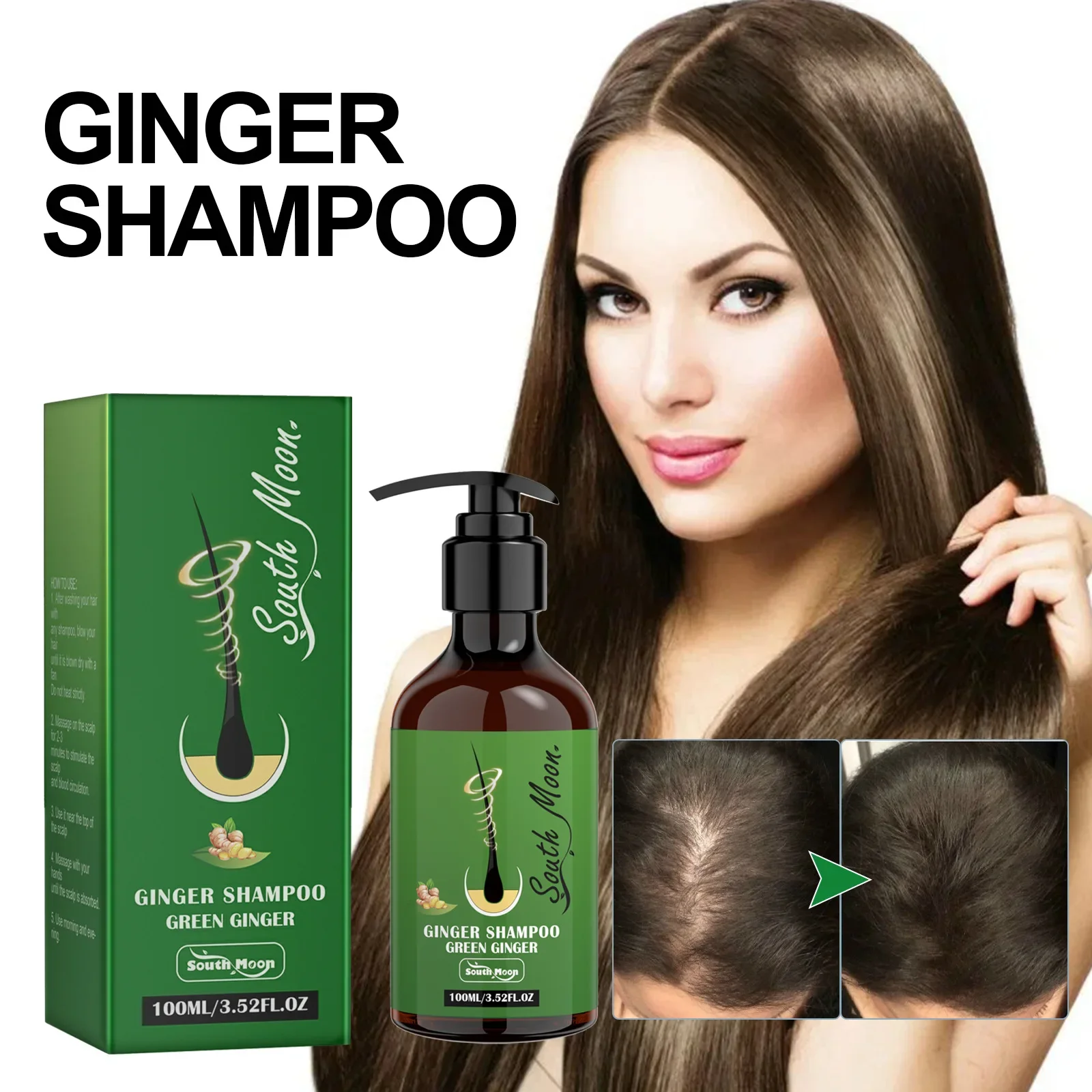 Ginger Dense Hair Essential Oil, Thick Hair Fixation Dense Hairs Supple and Shiny Strong and Firm Hair Care Essential Oil