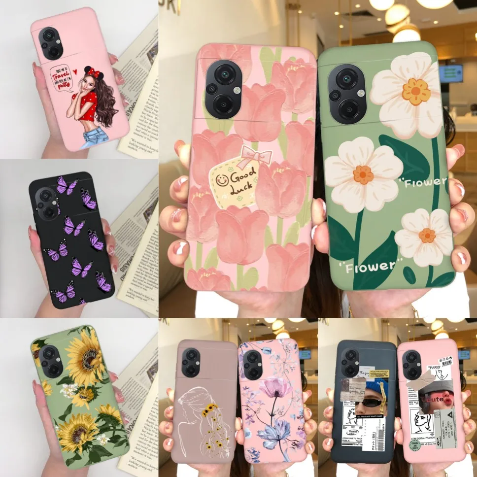 For Xiaomi Poco M5 Phone Case Sweet Girl Sunflower Soft Silicone Shockproof Cover For Xiaomi Poco M 5 Fundas Coque 6.58 inches