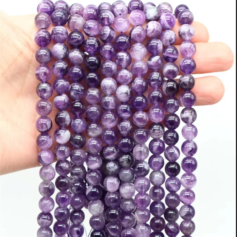 Natural Stone Amethyst Beads 3 4 6 8 10mm Round Loose Spacer Crystal Gems Bead for Jewelry Making DIY Bracelet Necklace 15" image 6