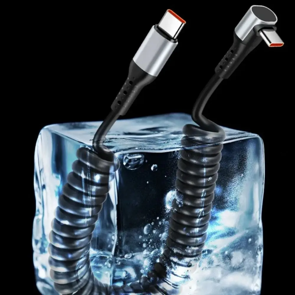 66w Schnell ladekabel 90 Grad Winkel 6a Typ c Ladele itung Feder gewinde körper Winkel Typ c bis Typ c Kabel Smartphone