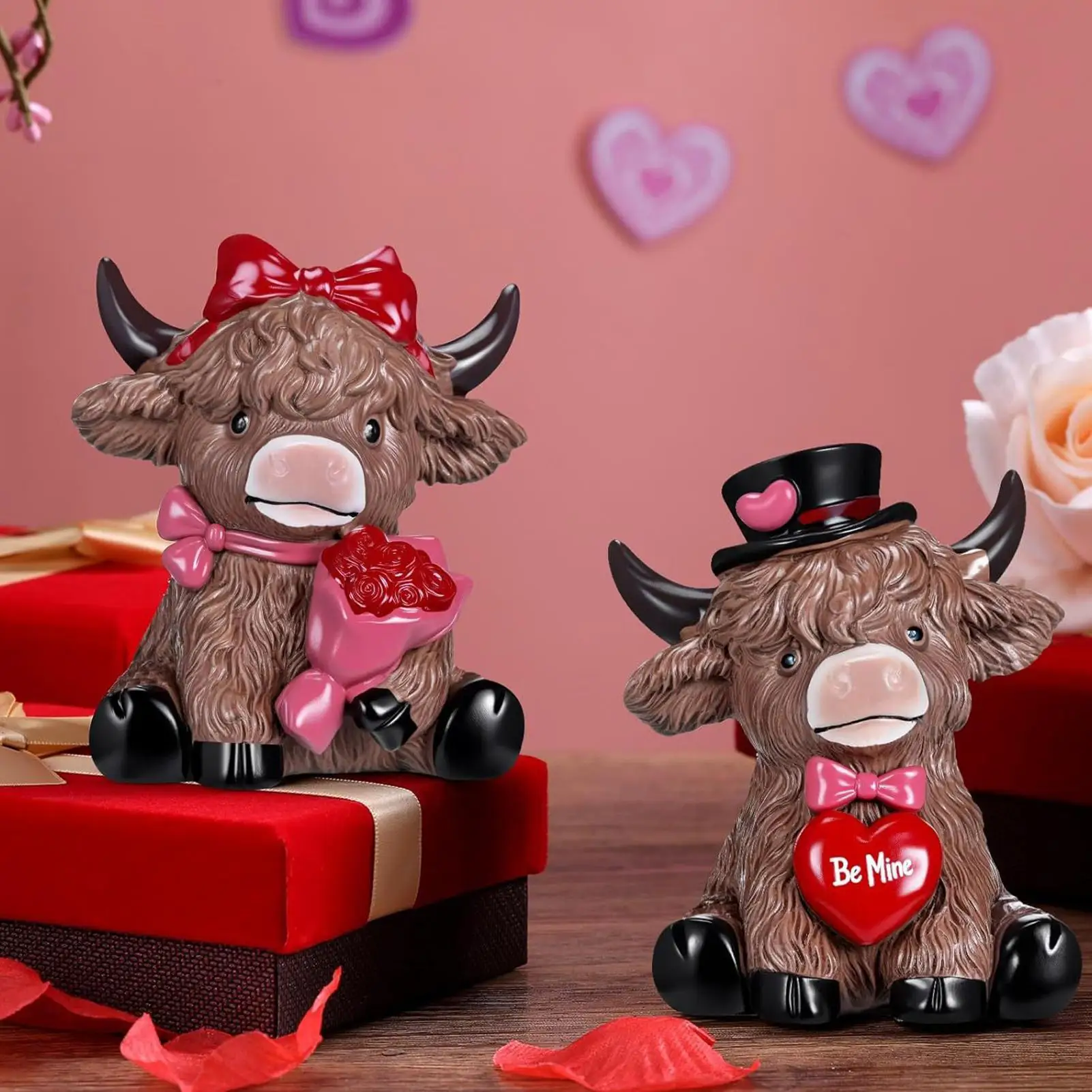 

Мини-фигурки коровы, очаровательные романтические украшения до икры, фигурки из 2 предметов, домашний декор для него, ее свадьба, фермерский дом, настольная полка