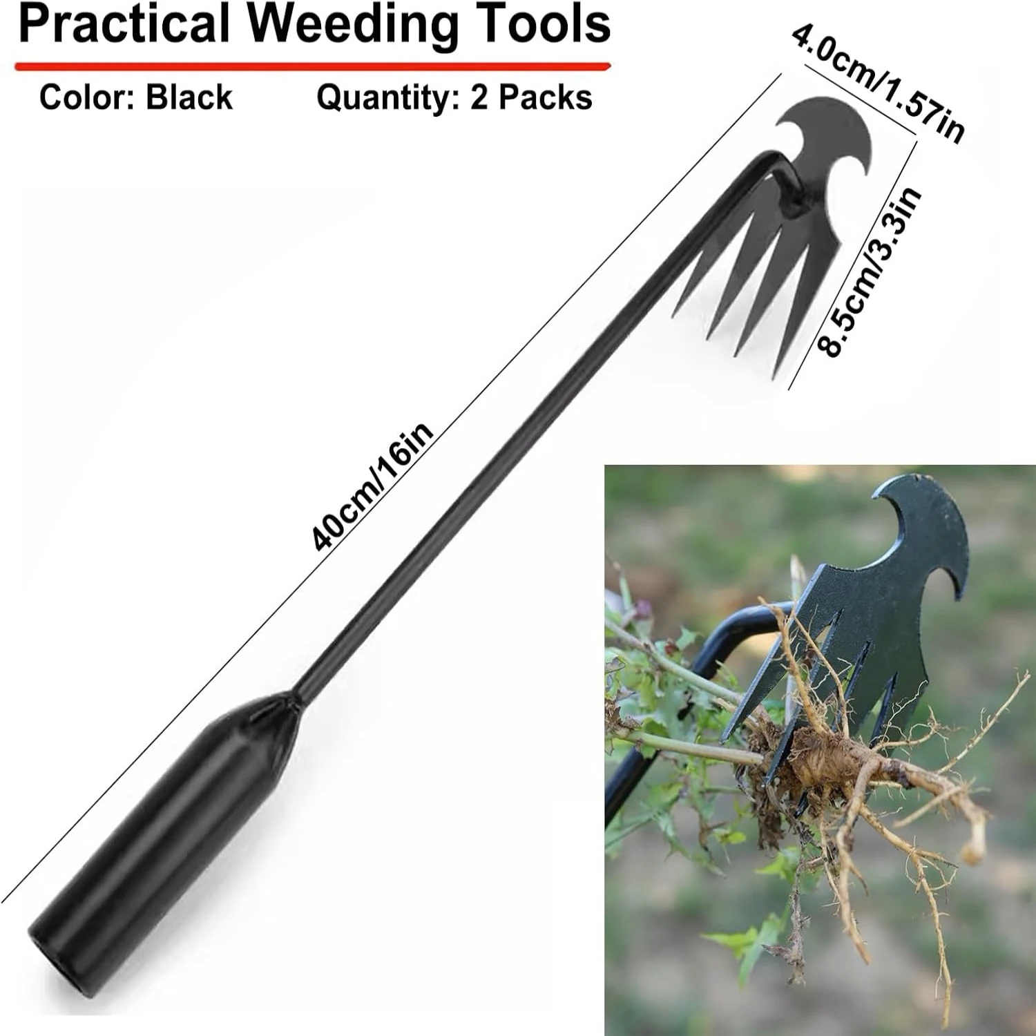 2 Pieces Weed Puller Tools Weeding Artifact Uprooting Weeding Tool Gardening Hand Weeder Tools 4 Teethes Dual Purpose Manual Wee