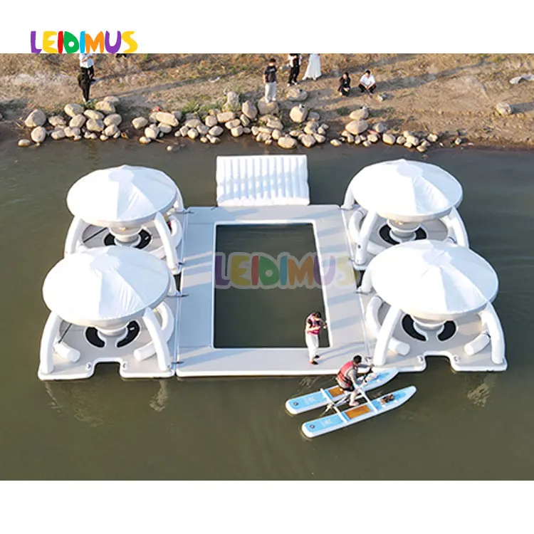 Plataforma Flotante Inflable con Carpa, Isla Flotante Comercial para Alquiler, para Mar, Lago o Río