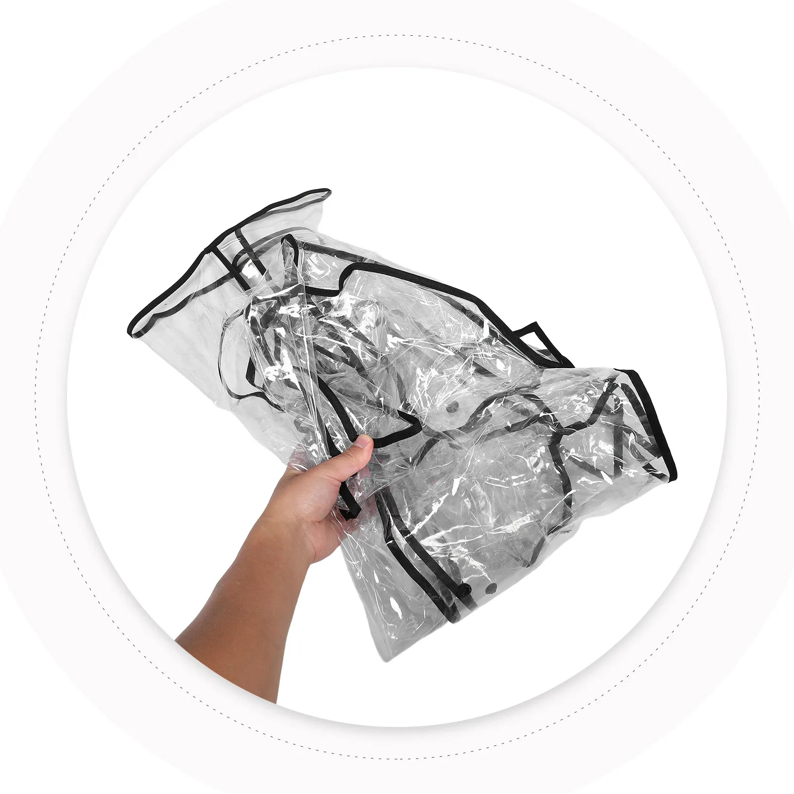 

Student Raincoat Transparent Waterproof Rain Jacket Black Edge Hooded Clear Poncho Portable Lightweight Rainwear For