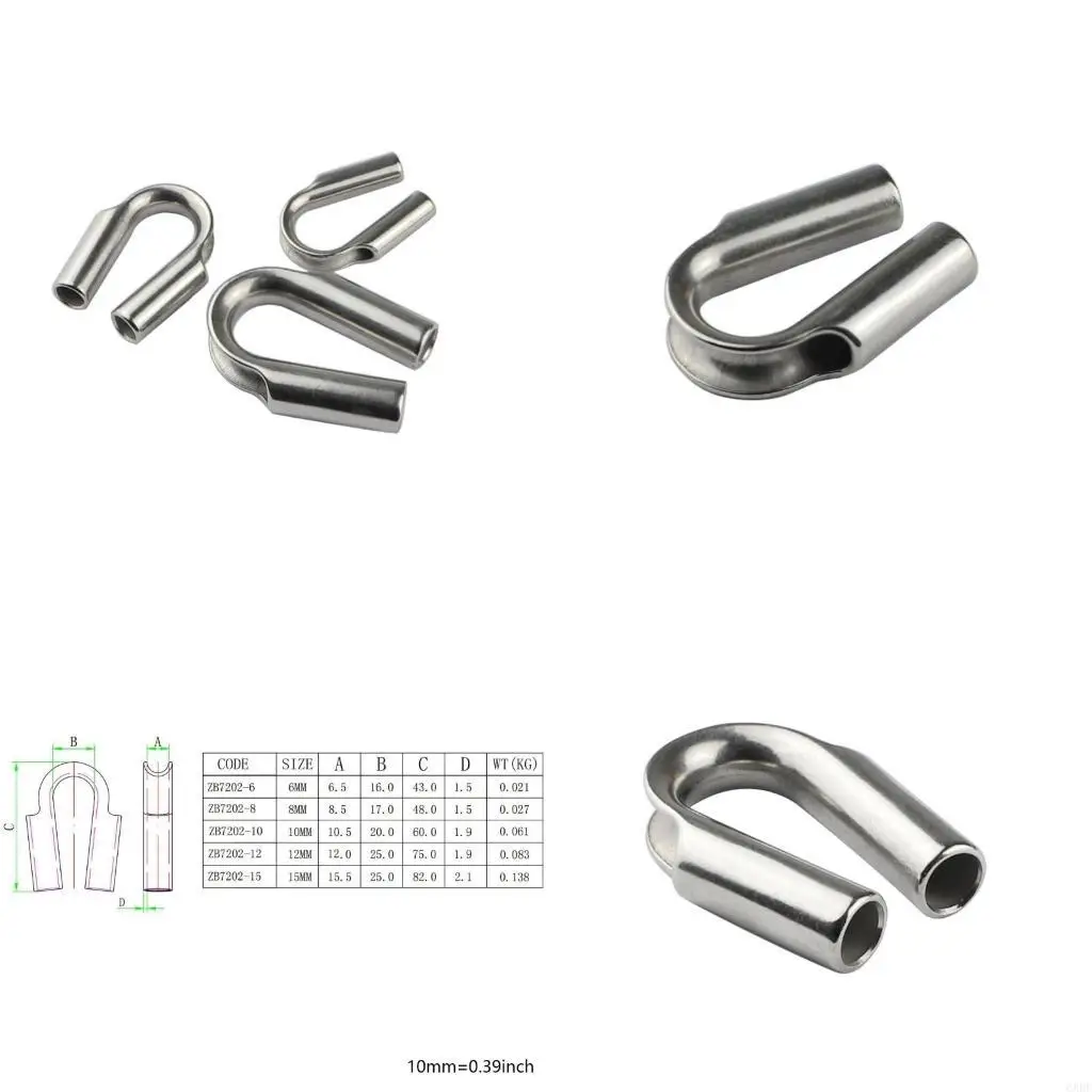 6XDF Stainless Steel Wire Guard Protector Loop U Connectors Winch Wire Loop